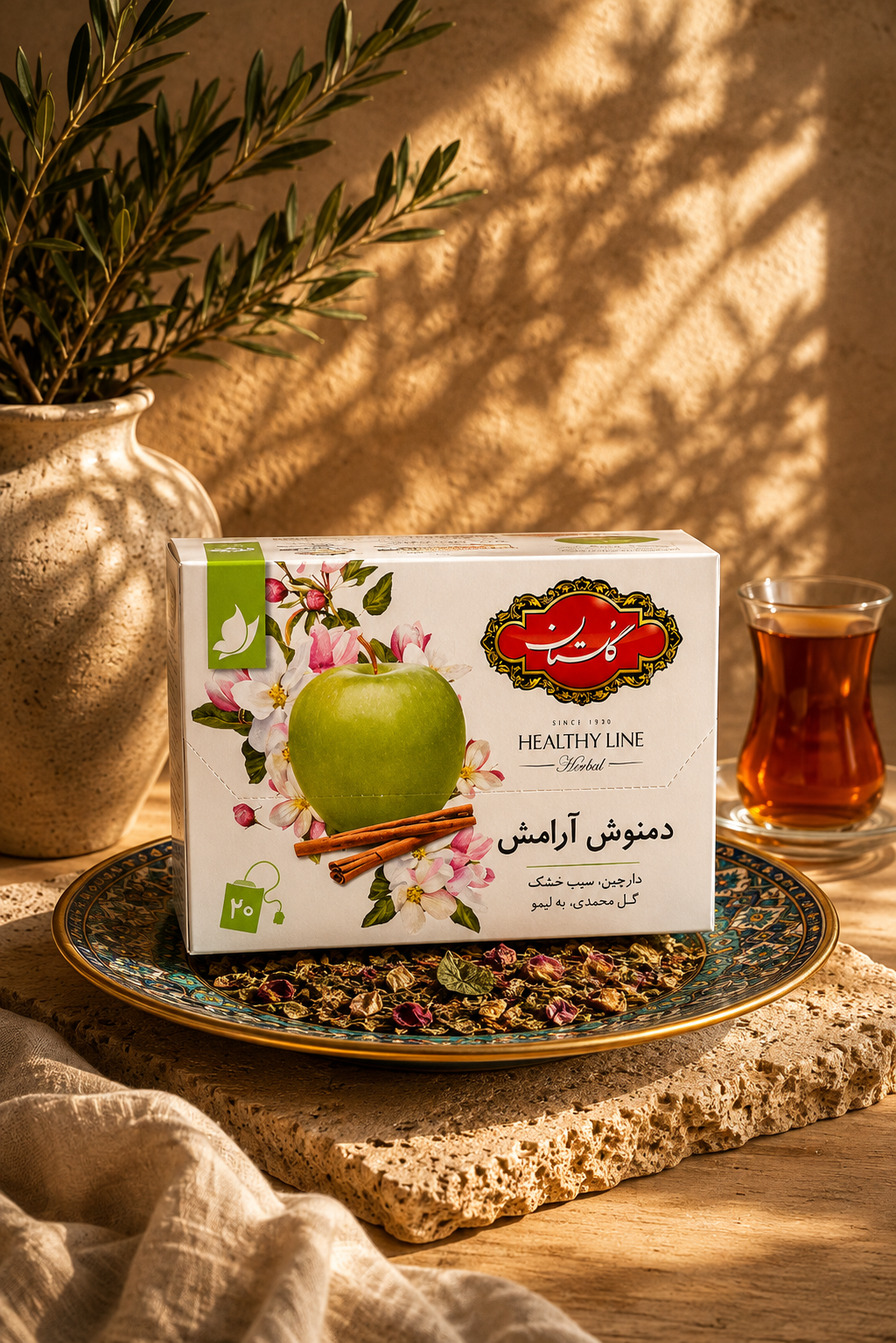 تی بگ ۲۰ عددی دمنوش آرامش(دارچین ، سیب خشک گل محمدی ، به لیمو)
